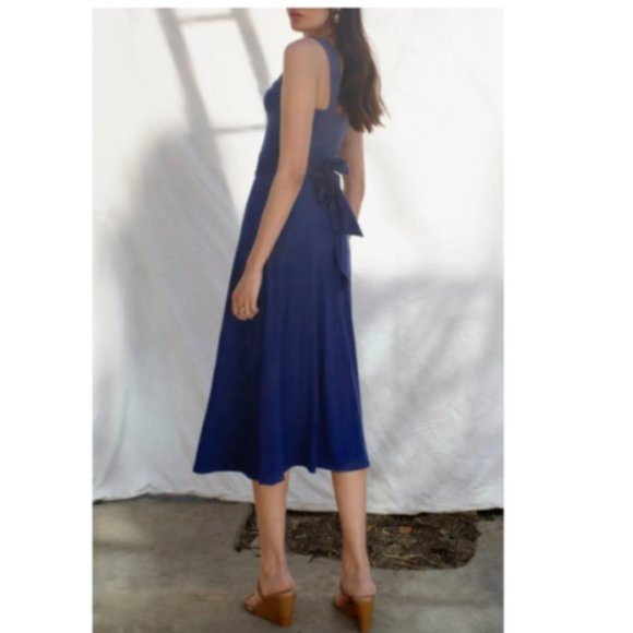 Reformation Fit & Flare Tie Front Jersey Midi Dres - Picture 3 of 10